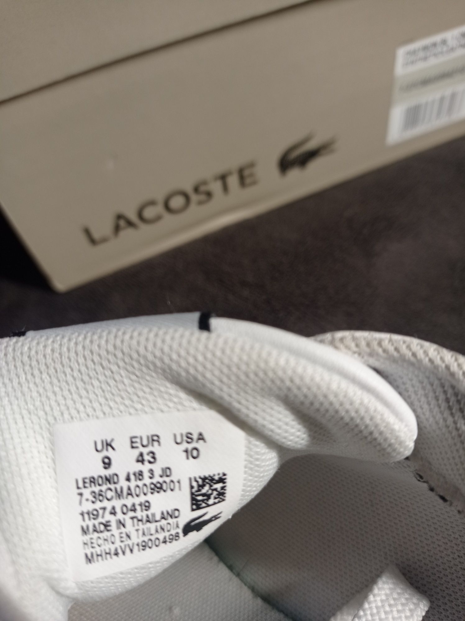 Buty Lacoste Lerond rozmiar 43 wkładka 27 ,5 cm białe skóra 44 j. Nowe