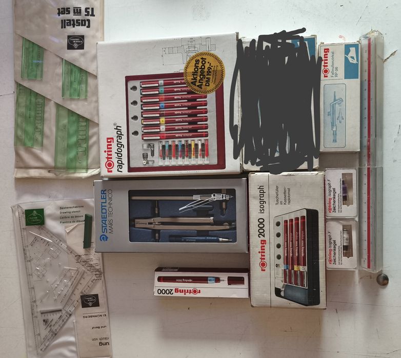 Rotring rapidografy isografy cyrkle zerownik kreślarskie