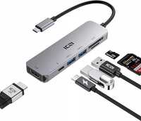 Hub Rozdzielacz Adapter Czytnik Kart 6w1 USB C HDMI SD