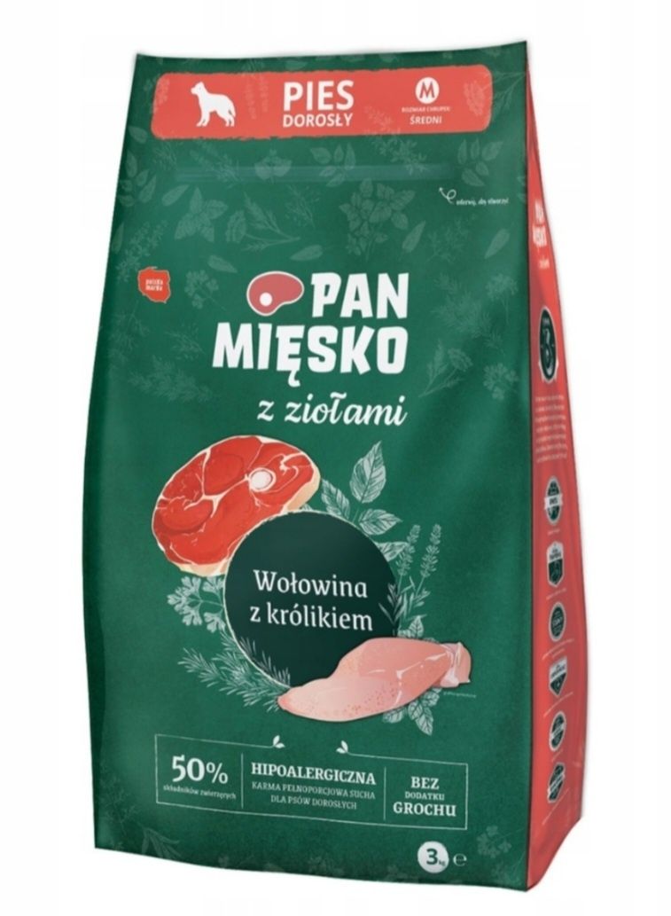 Sucha karma Pan Mięsko wołowina dla psów z alergią 3 kg
