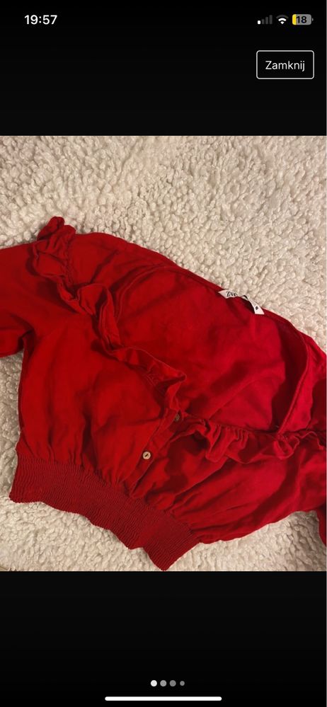 Czerwony top/ hiszpanka Zara lniany r.S