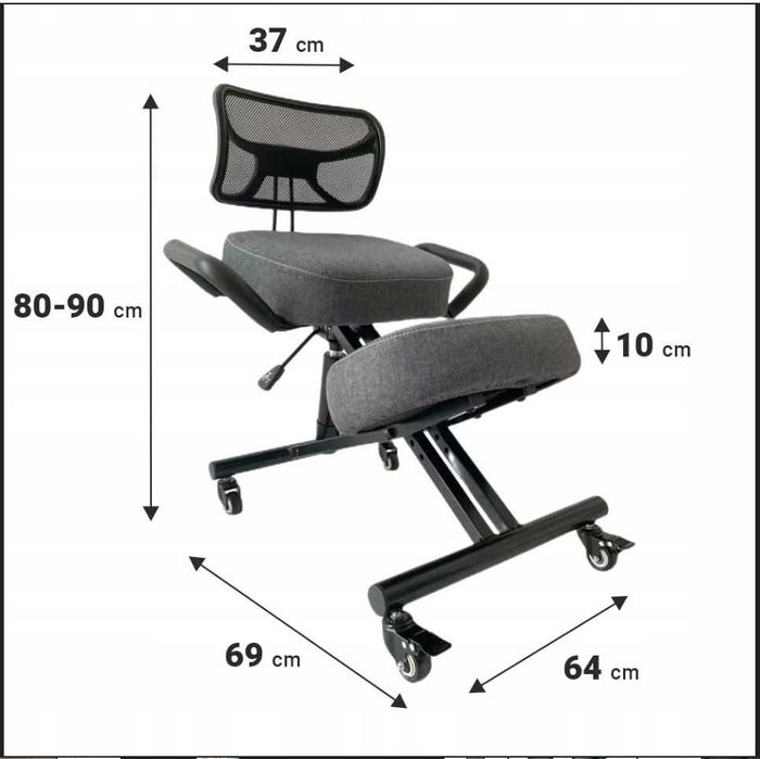 Klękosiad O'KNEEL szary lniany ergonomiczny