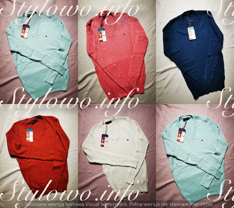 Sweter damski tommy hilfiger w serek kolory hit