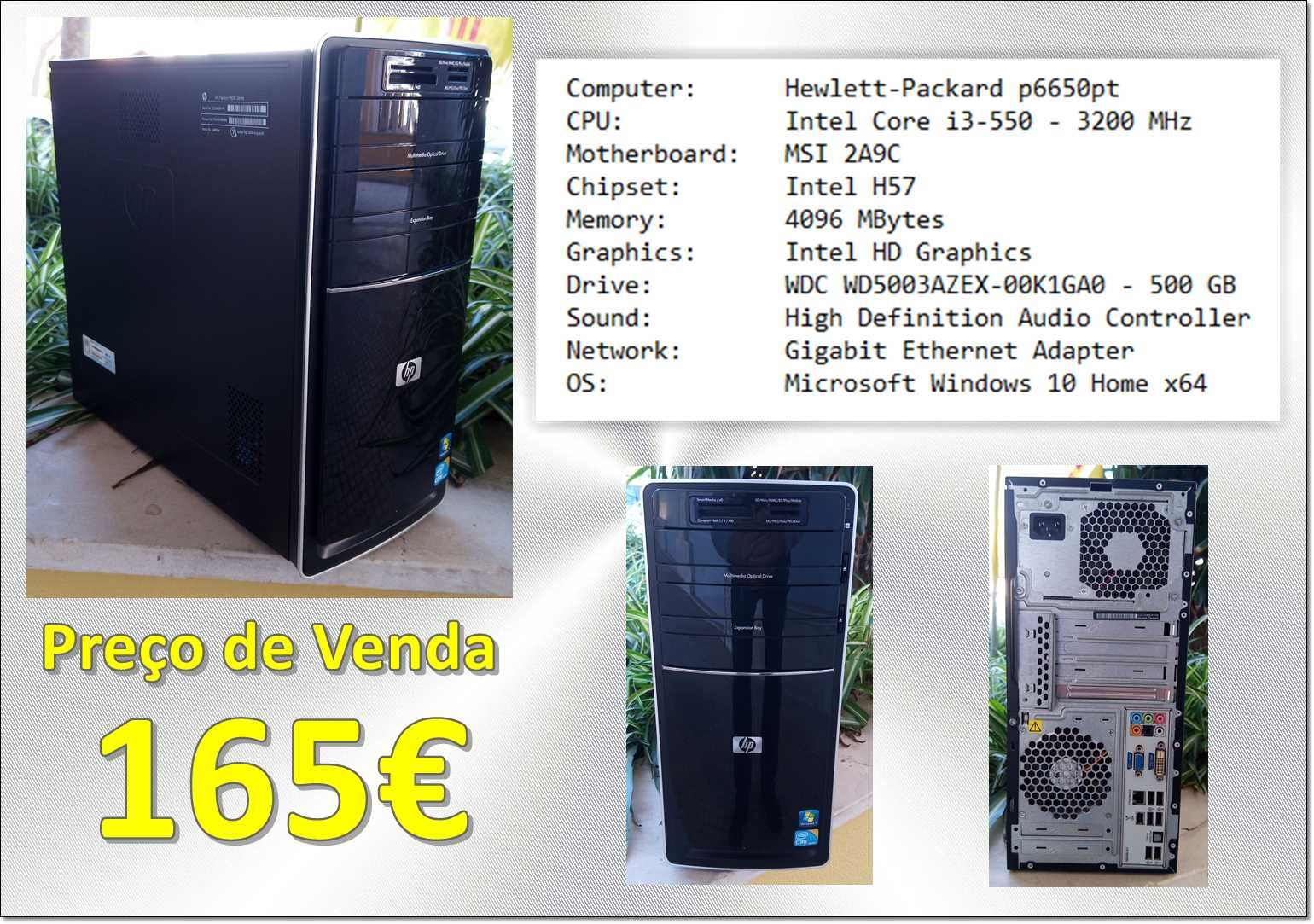 Computador HP  p6650pt - Intel Core i3