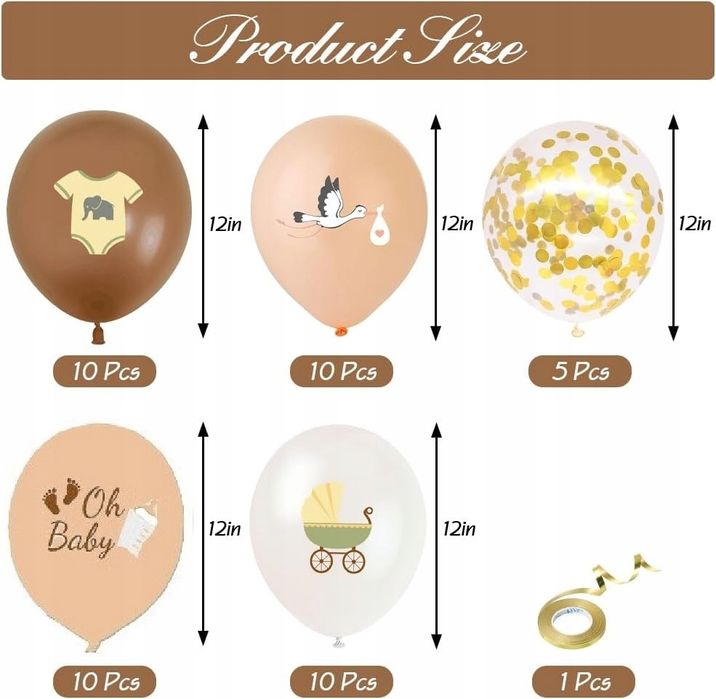 Zestaw Dekoracji balony na chrzest baby shower na przyjazd dziecka