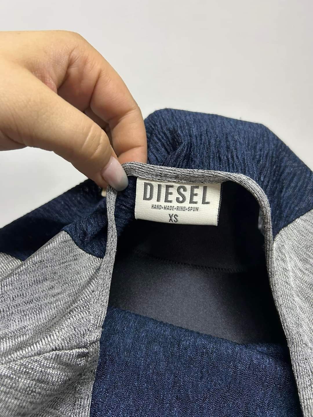 Diesel XS bluzka koszulka granatowa szara krótki rękaw