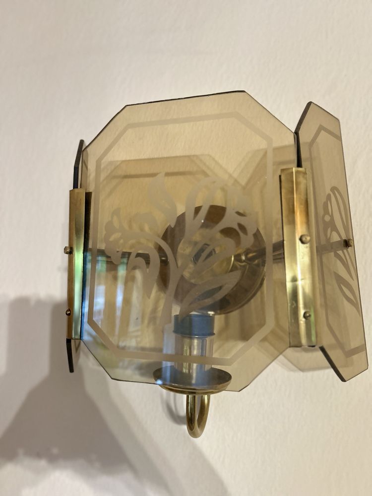 Lampa PRL kinkiet 2 sztuki szkło malowane