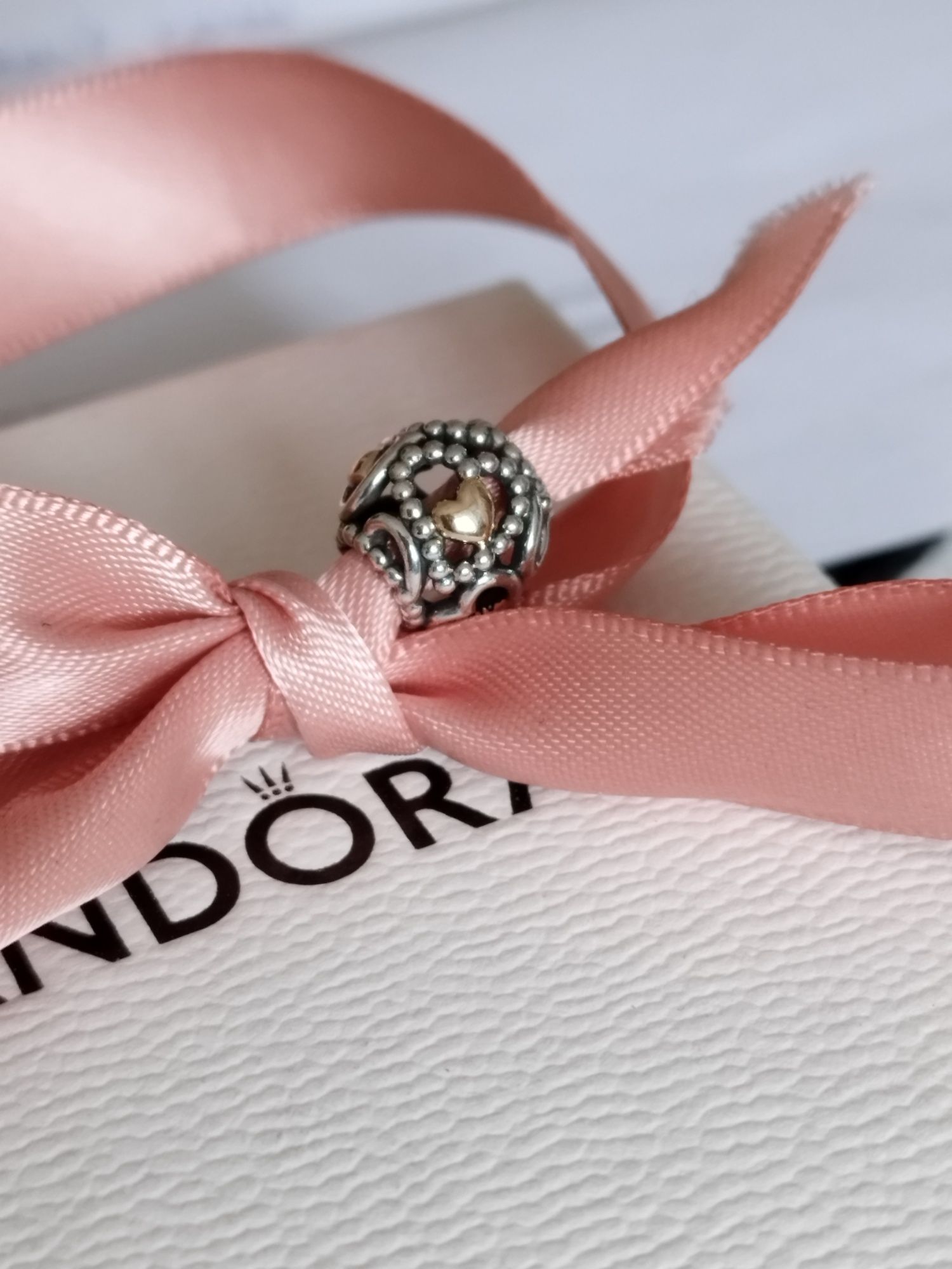 Pandora charms tt srebro złoto