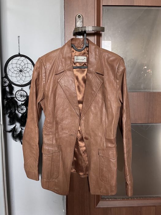 Kurtka brązowa beżowa skórzana skóra prawdziwa OuterEdge Rozmiar S