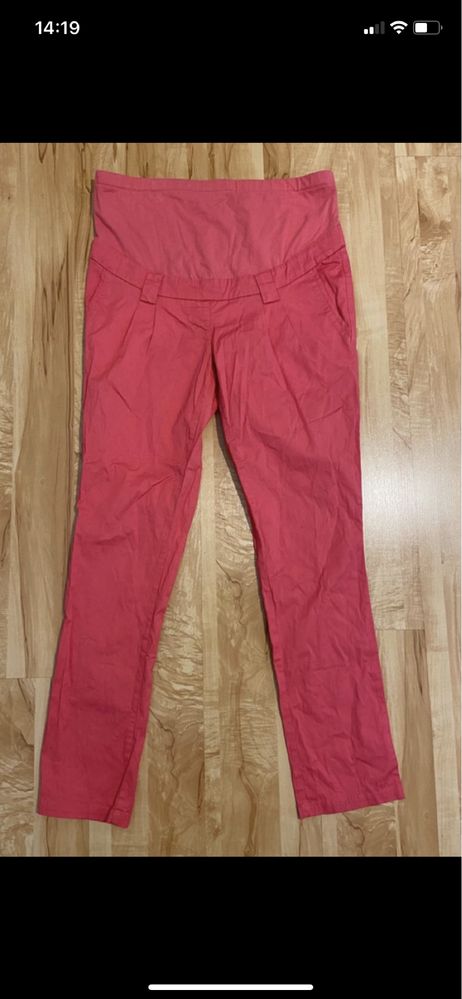 Bpc 42 różowe spodnie ciążowe cienki materiał eleganckie bawełna