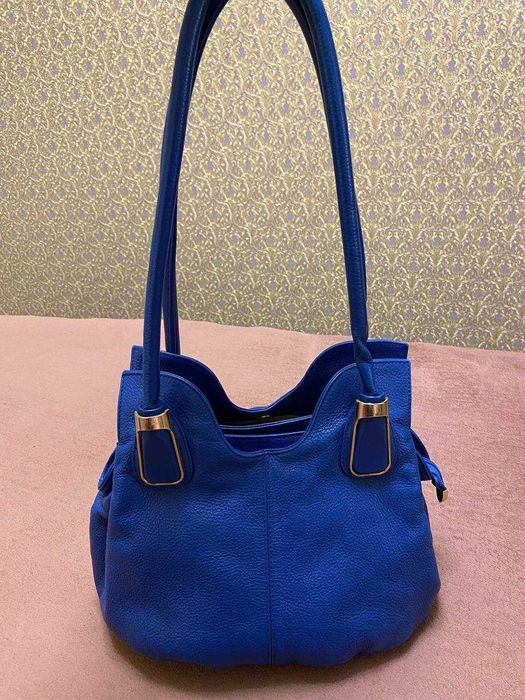 Продам синю шкіряну сумку