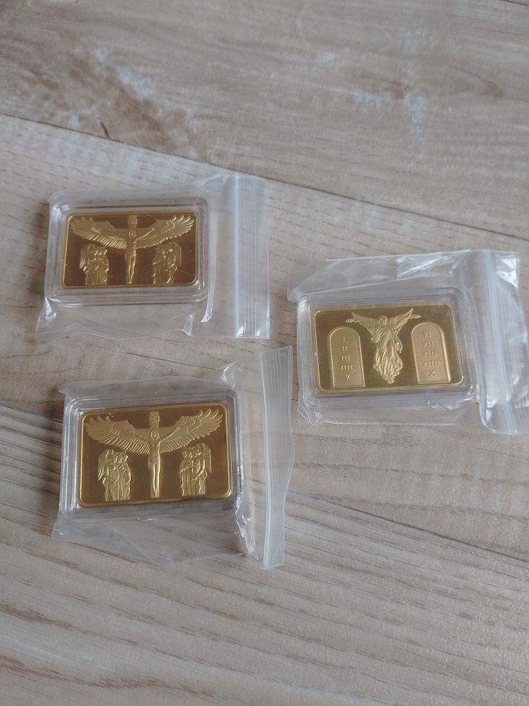 Sztab. Tablice Mojżesza/Ukrzyżowanie. Plater 24k gold. Cudo!