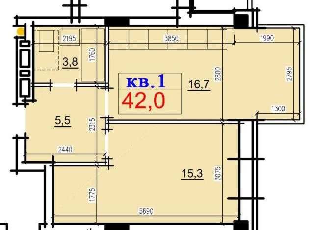 Продам 2к квартиру 43м2 в Loft smart -б.Екатеринославский