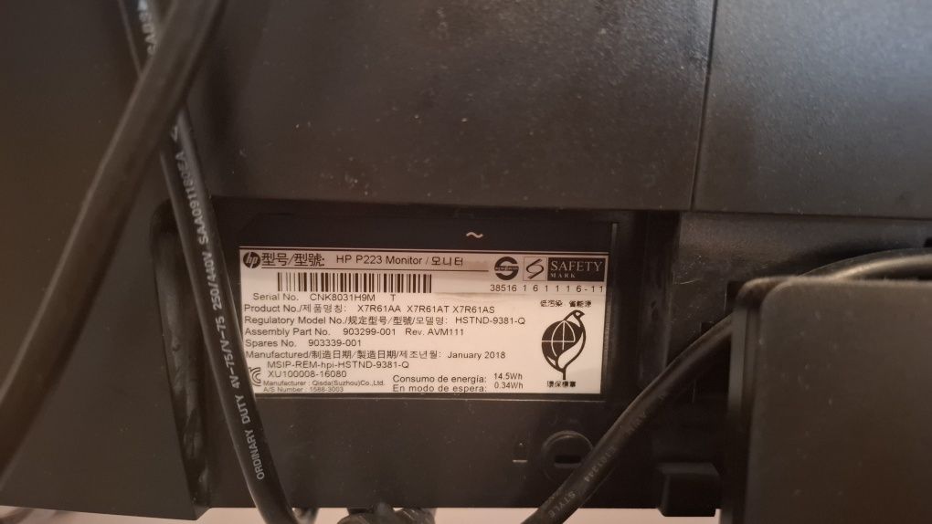 Monitor HP P223 21,5"