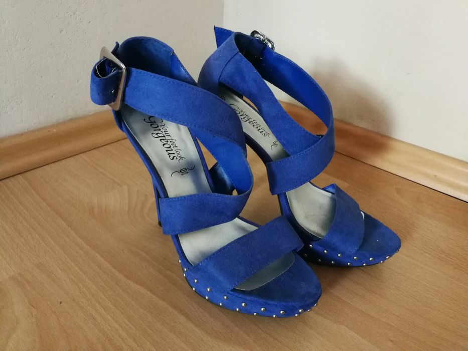 NOWE Szpiki New Look 38 kobaltowe platformy niebieskie chabrowe