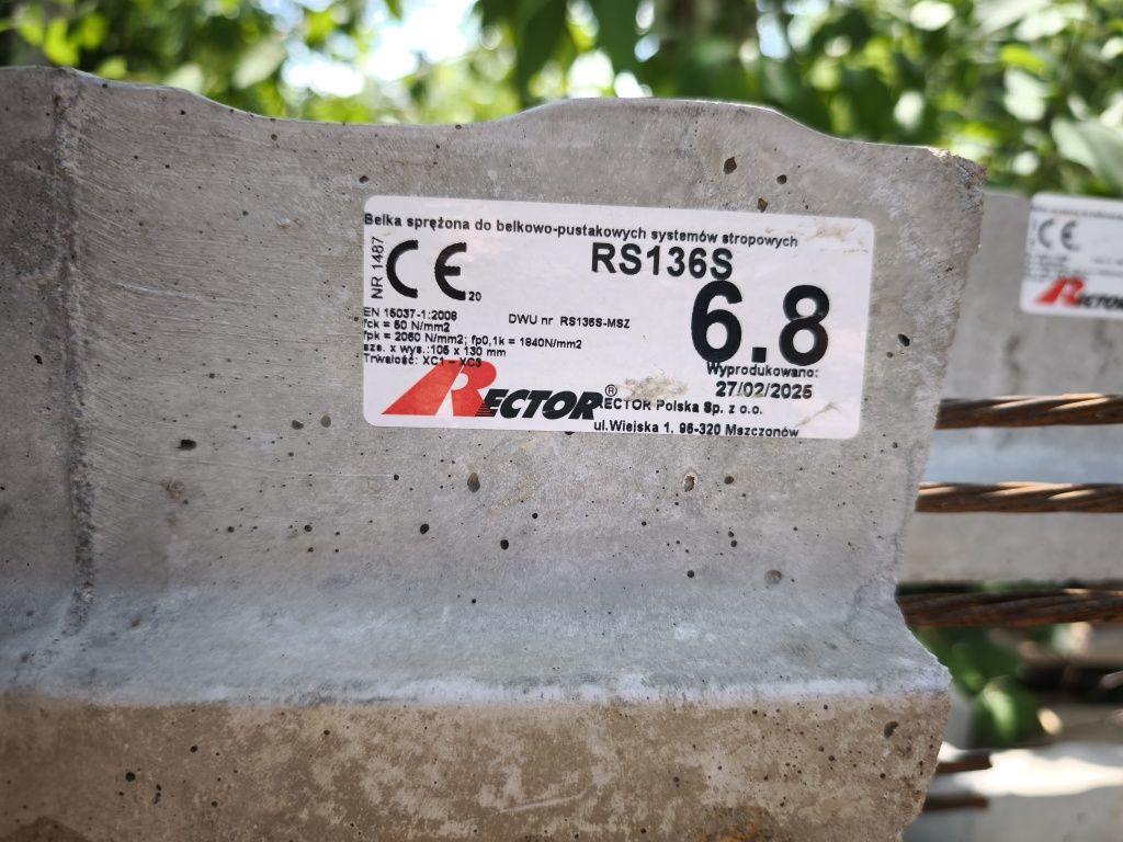 Belka stropowa strunobetonowa RECTOR RS 136S dł. 6,8m