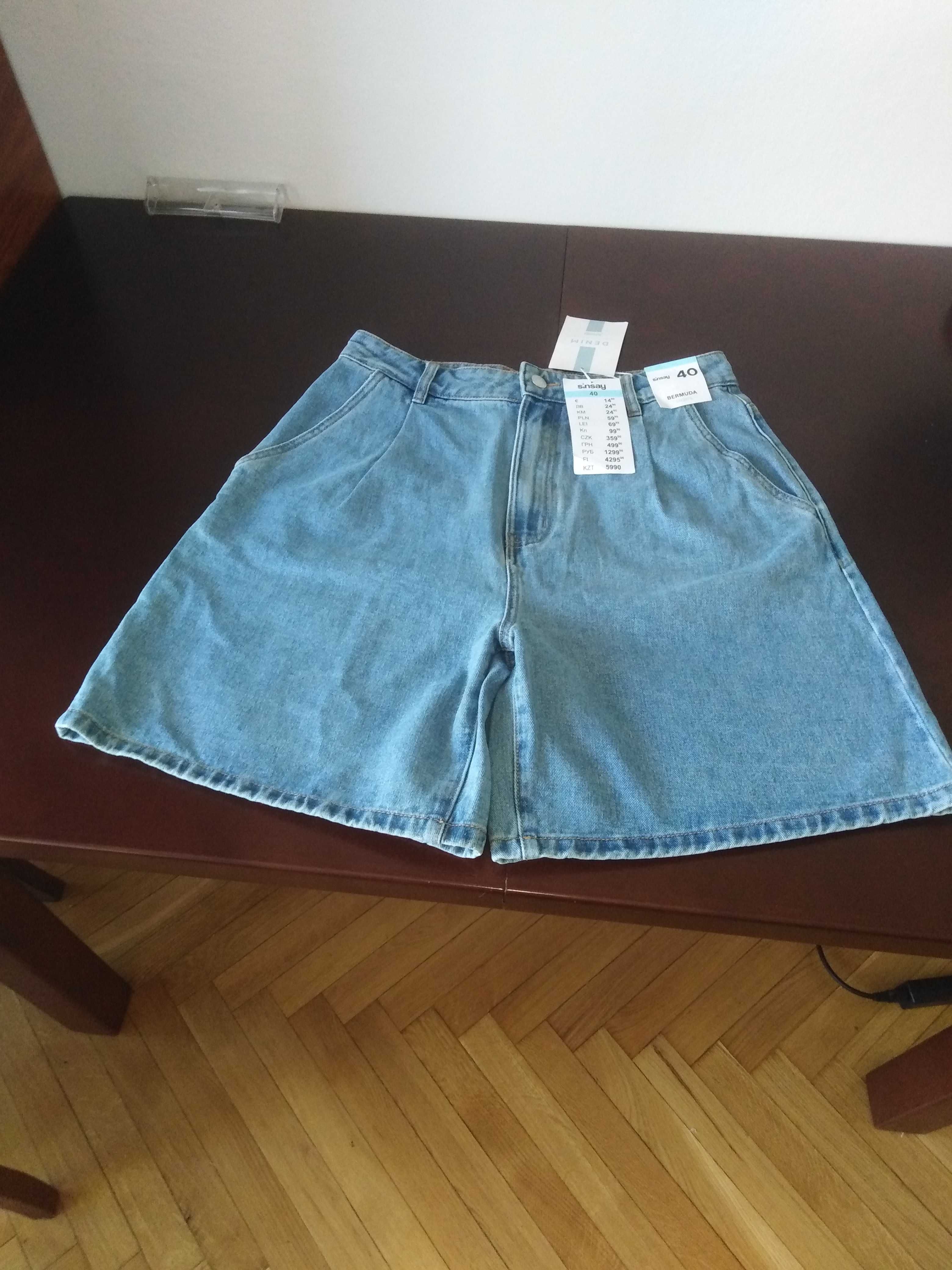 Szorty Bermuda Spodenki NOWE z metkami jeans Sinay Denim 4 kieszenie L