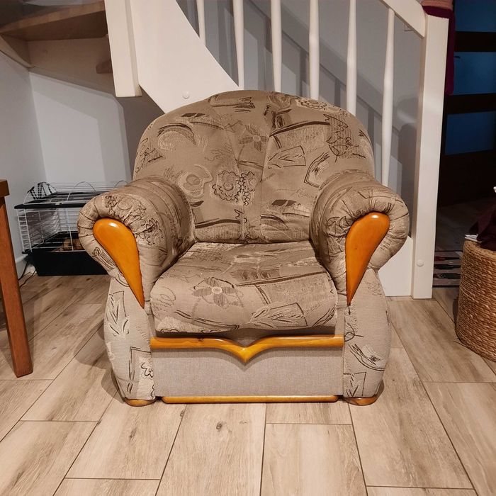 Sofa z funkcją spania i fotel
