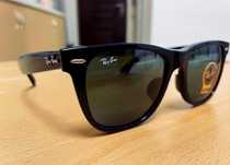 Legendary Ray-Ban Wayfarer 2140 - Czarna Oprawa/Zielone Szkła-Idealny