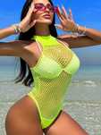 NEONOWA sukienka prześwitująca koronka Bodystocking