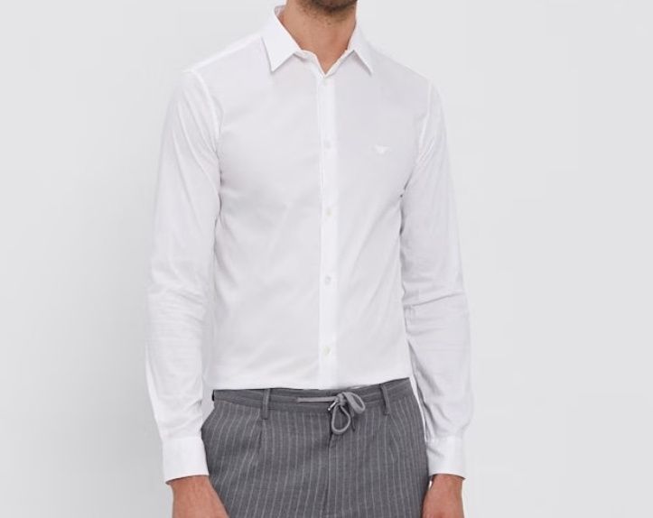 Emporio Armani koszula bawełna biała z kołnierzykiem r S 
męska