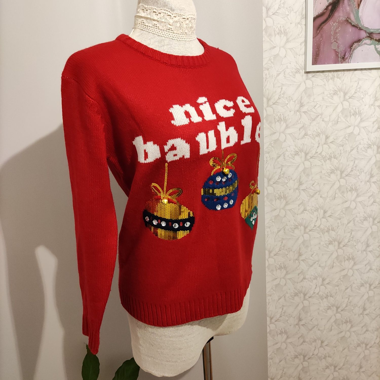 Sweter świąteczny z dzwoneczkami damski rozmiar S
