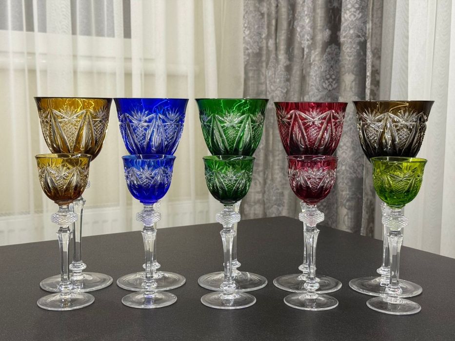 Винтажные хрустальные фужеры для вина WMF Cristal Cabinet GDR Германия