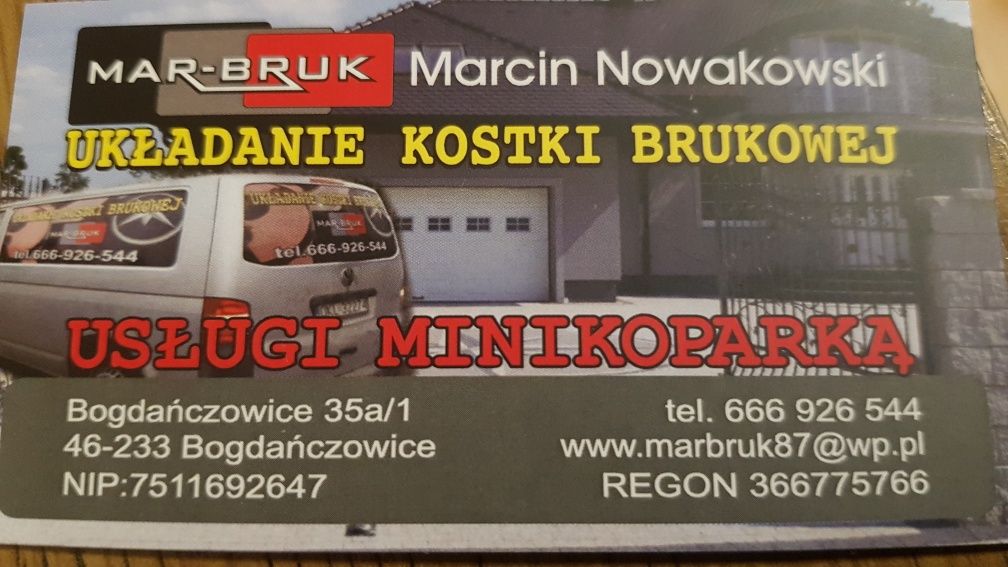 Układanie kostki brukowej i usługi miniKoparka