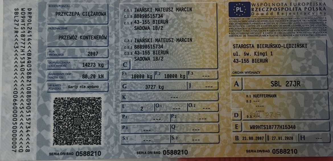 Przyczepa hakowiec do przewozu kontenerów podkontenerowa2007rHUFFERMAN