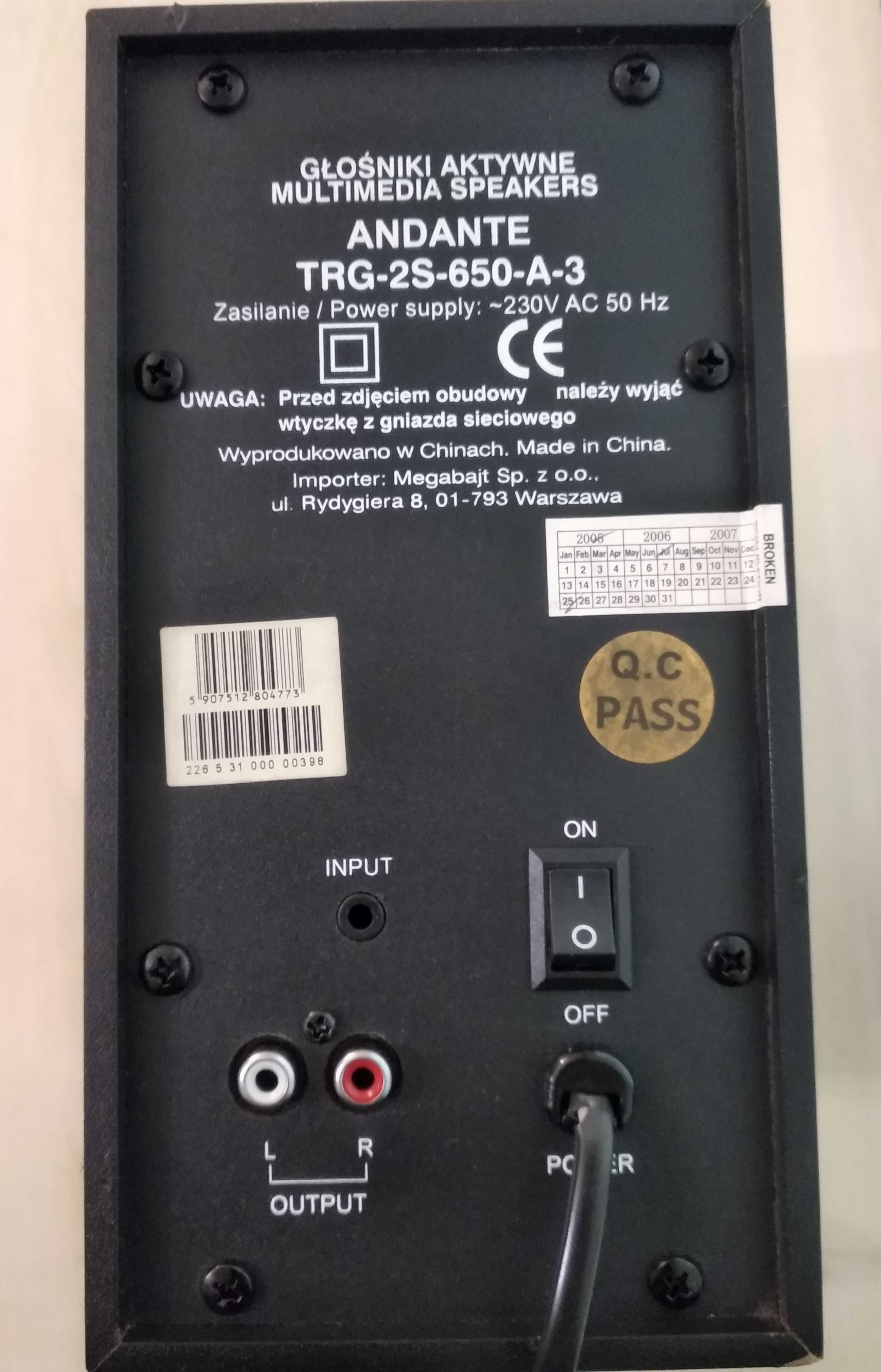 Głośniki aktywne Tracer Andante TRG-2S-650-A-3