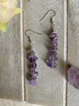 Kolczyki Boho Reiki wiszące kamyczki, Ametyst/Amethyst