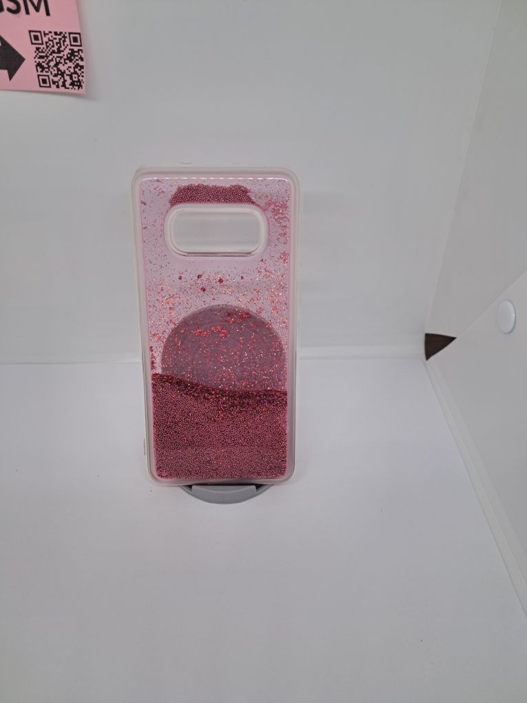 Etui na telefon Samsung S10e różowy brokat w wodzie