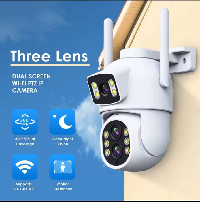12 мп 10x zoom уличная WiFi IP-камера с тремя объективами