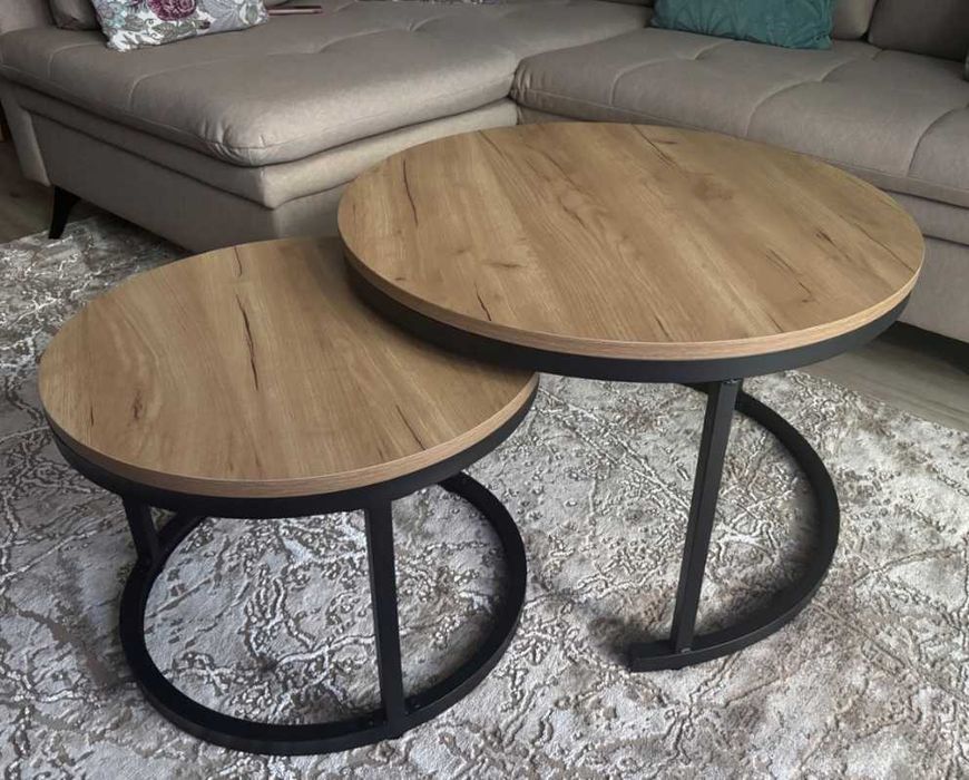 Nowe Stoliki Kawowe Zestaw 2szt. Stolików Okrągłych do Salonu Domu