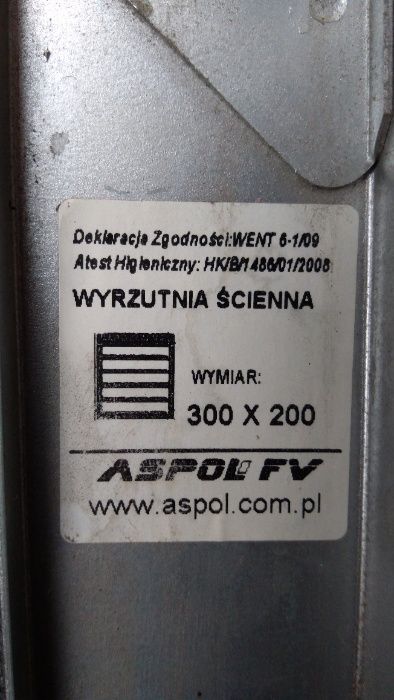 Kratka zewnętrzna do rekuperatora czerpnia / wyrzutnia Aspol