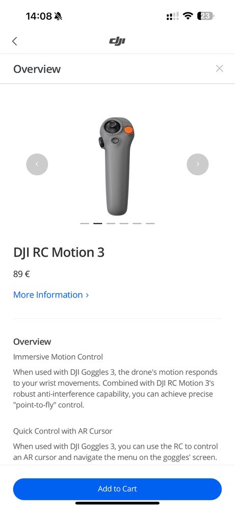 Dji RC Motion Controler 3 | Avata 2 | Mini 4 pro | Air 3