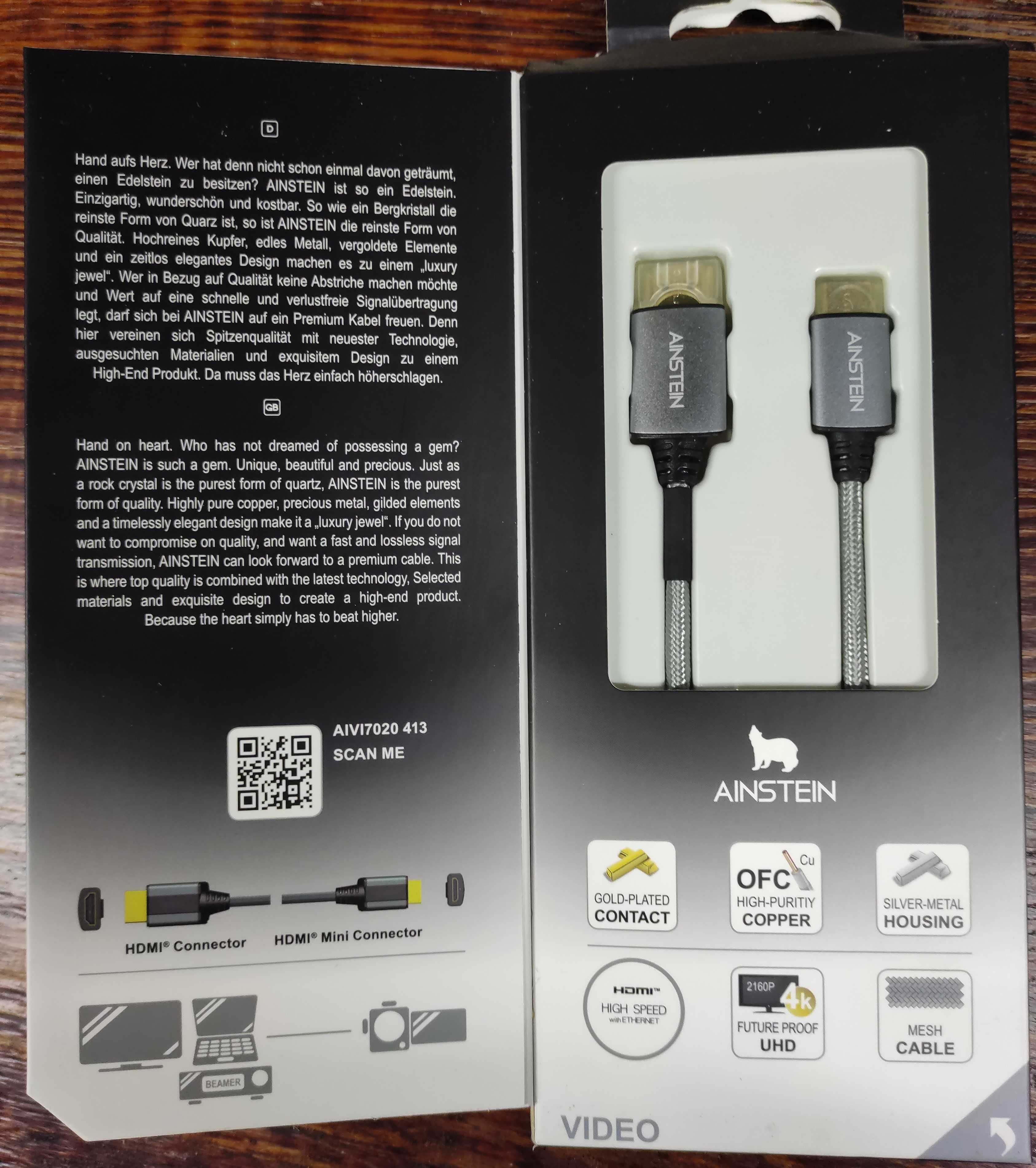 Kabel AINSTEIN High Speed ​​Mini HDMI na wtyk HDMI 2m