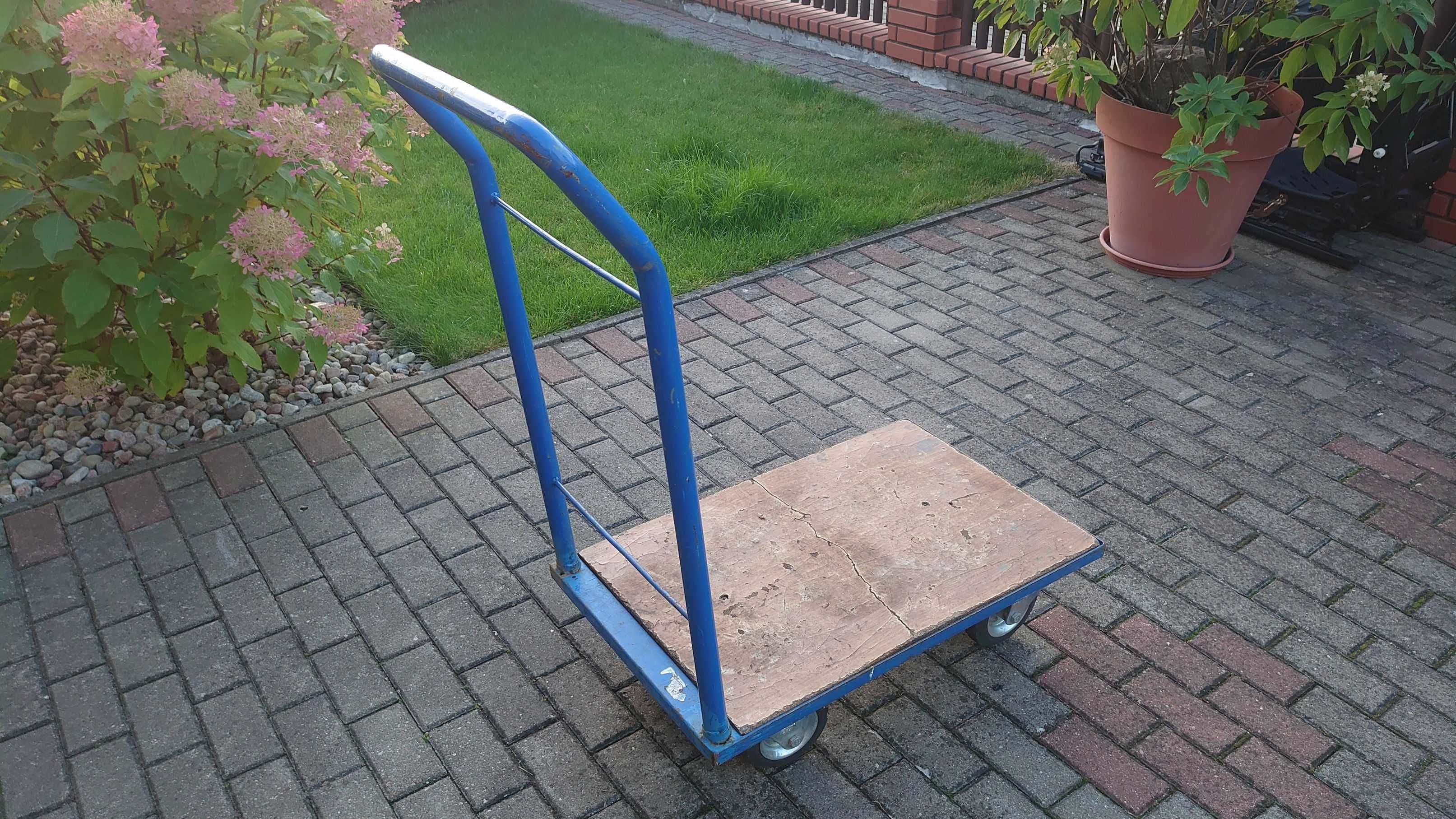 Solidny wózek transportowy (podest, cztery koła, uchwyt)
