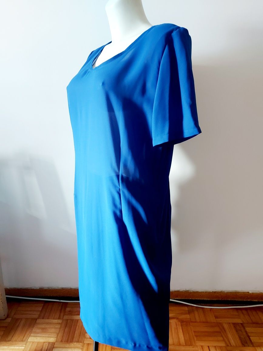 Vestido azul em seda | Tamanho Único