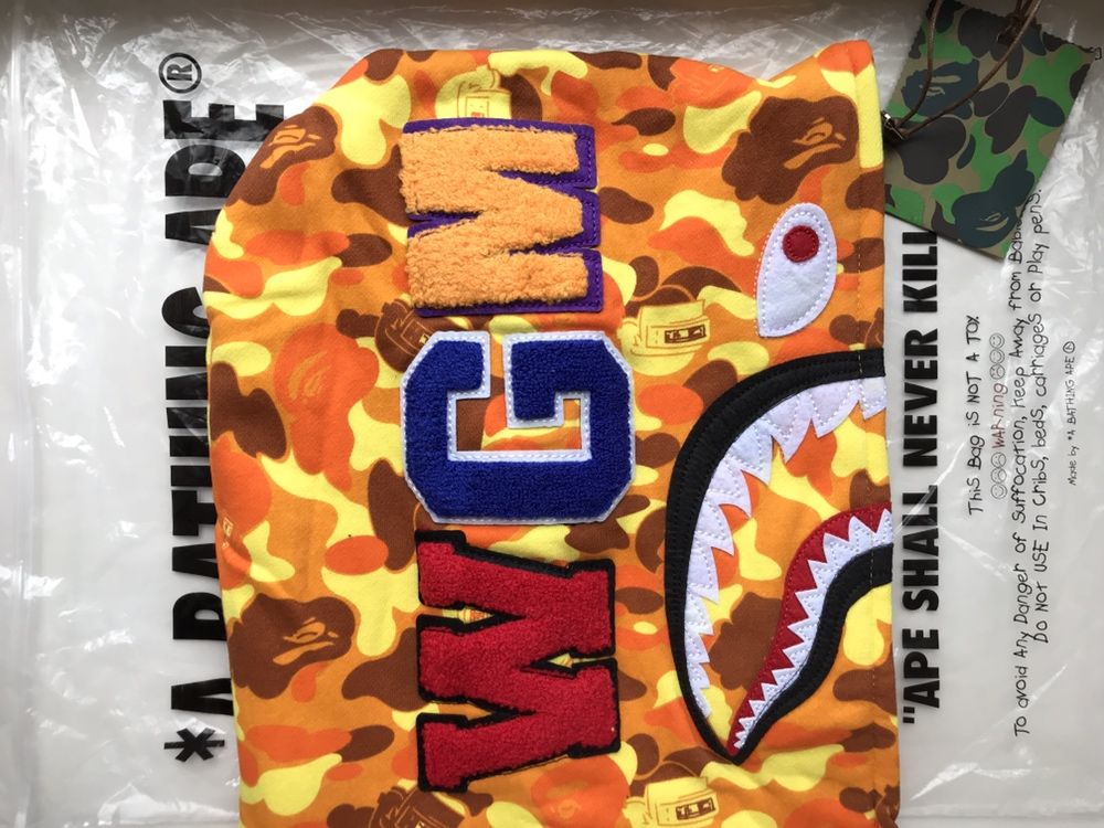 Hoodie bape pubg orange camo color full zip shark худи бейп