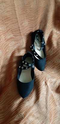 Buty 39, 38, baleriny, pantofelki czarne, rock,