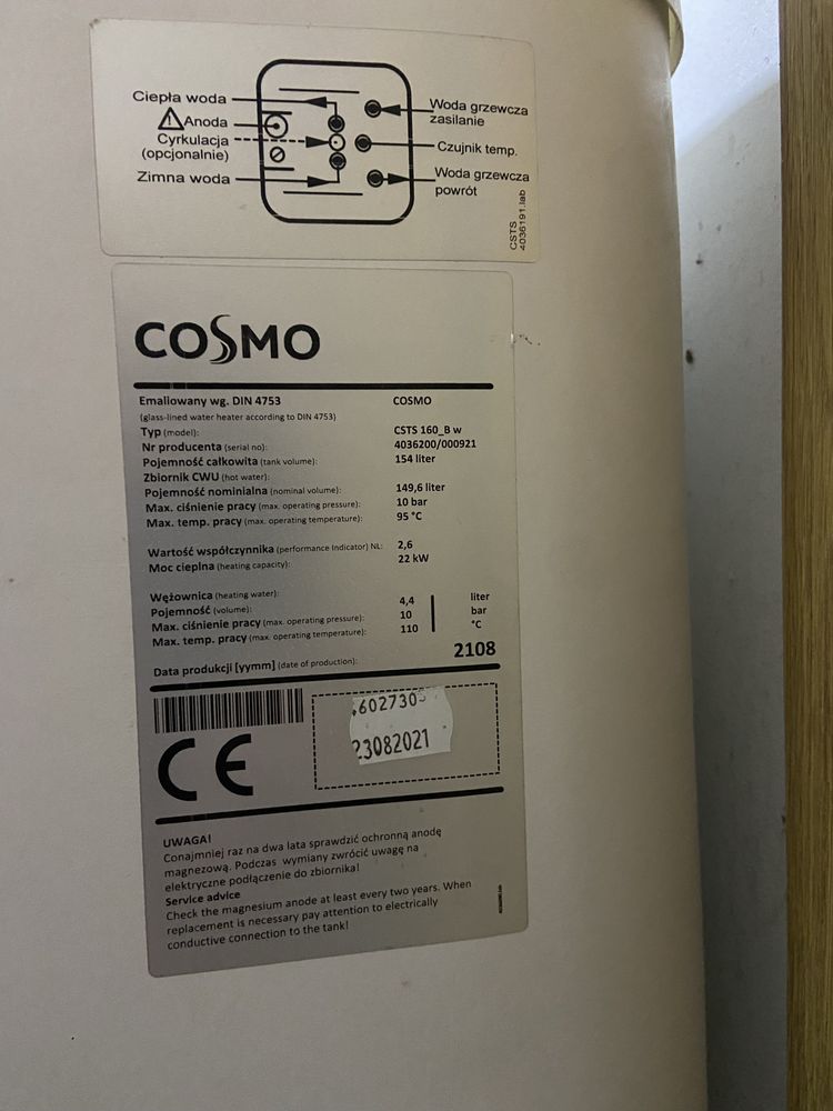 Zbiornik cwu ciepla woda 150 l