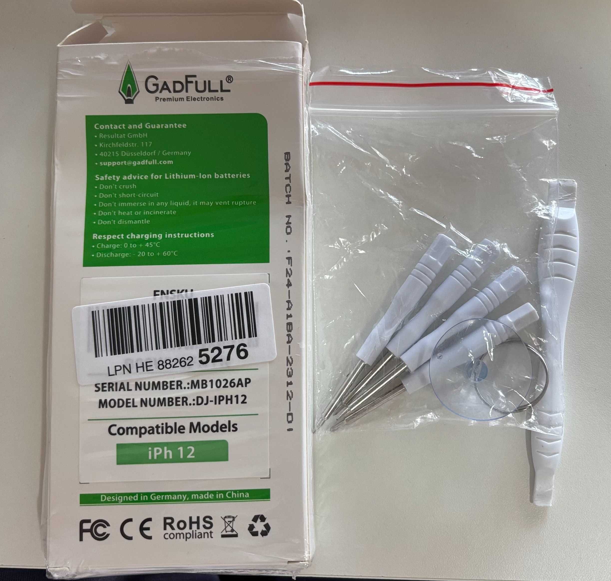 GadFull Bateria de substituição para iPhone 12 kit de reparação manual
