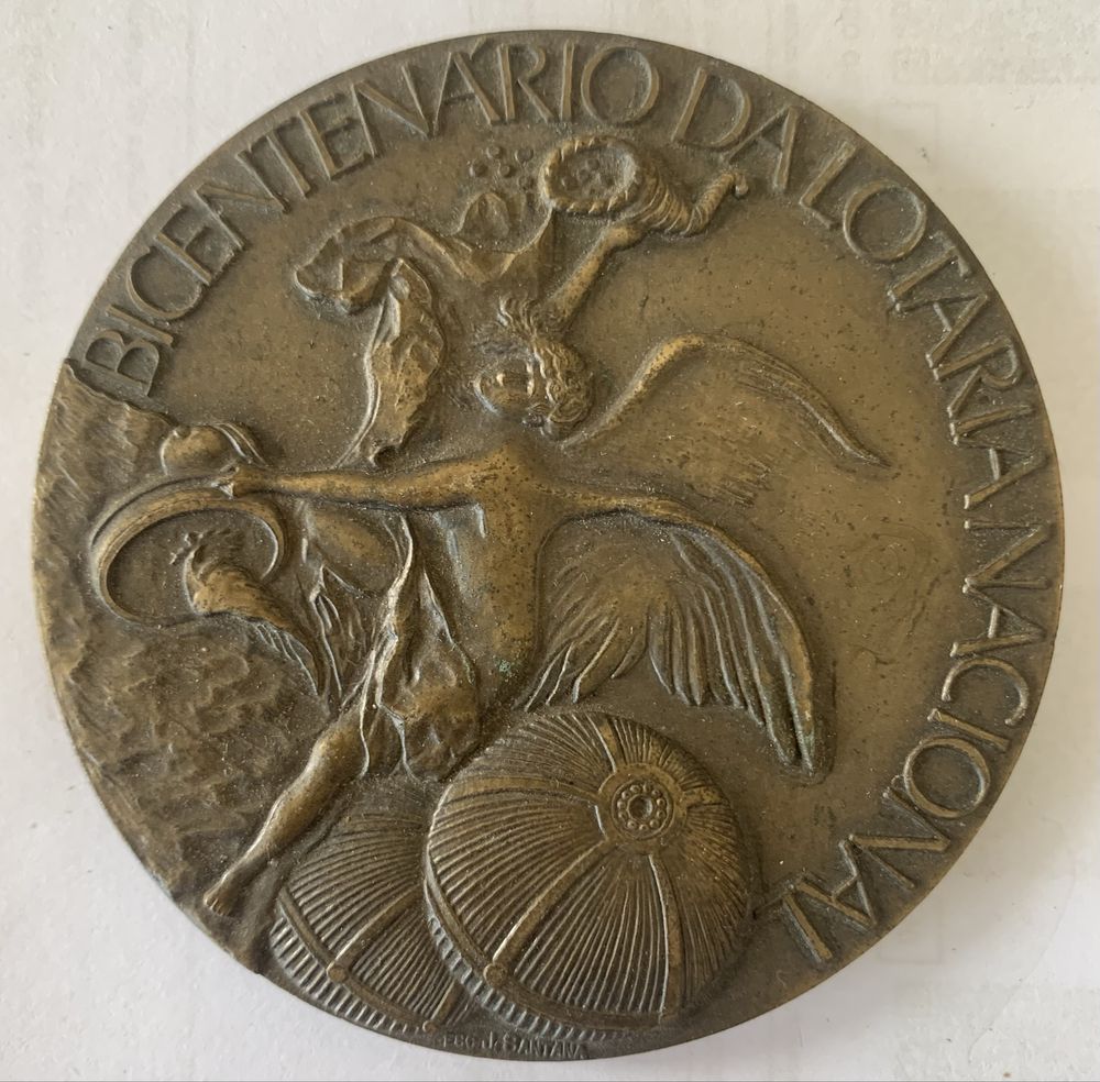 Medalha em bronze comemorativa da lotaria nacional
