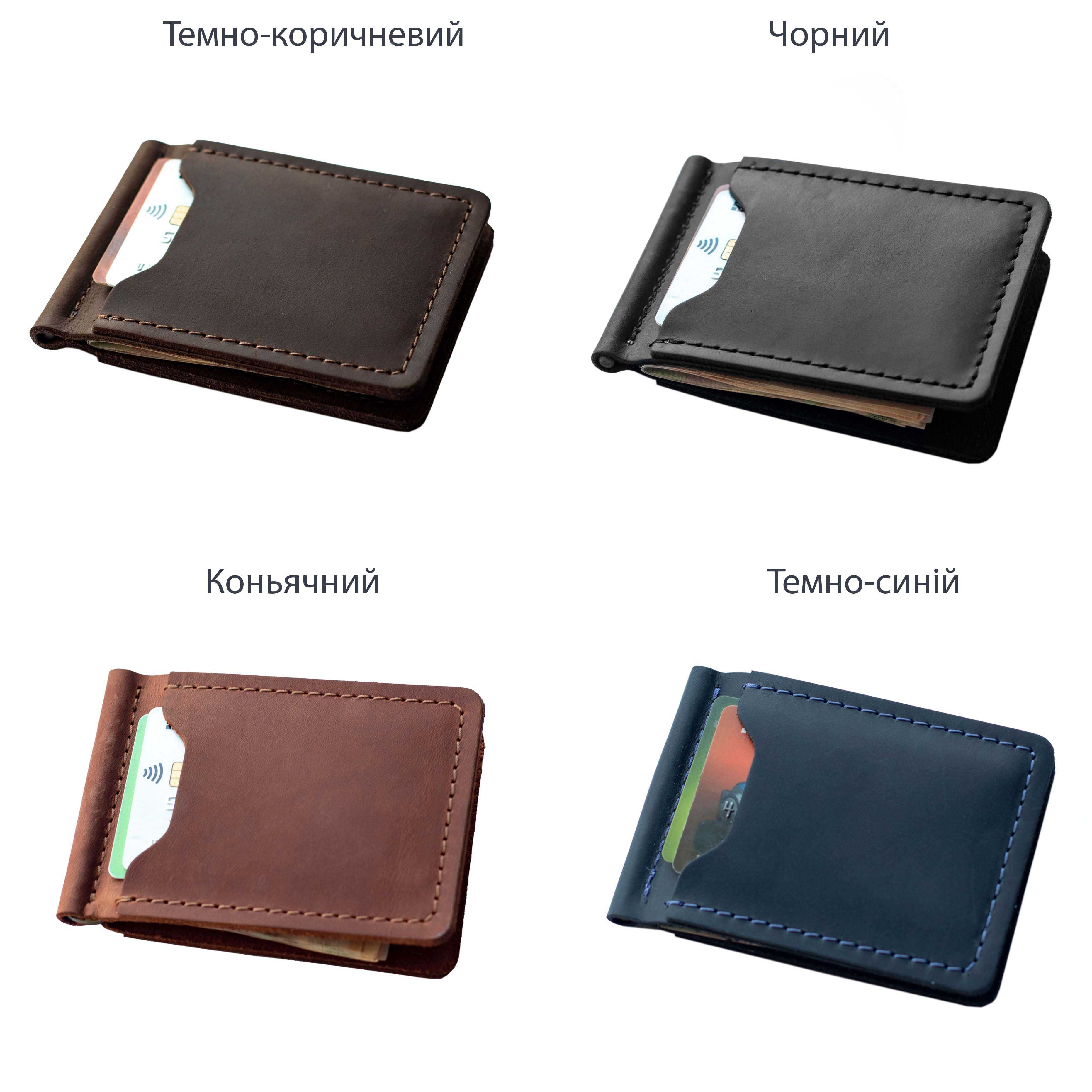 Затискач для грошей із натуральної шкіри Simple чорний