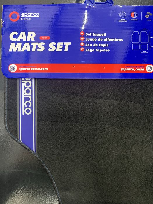 CONJUNTO DE TAPETES PRETO/AZUL SPARCO