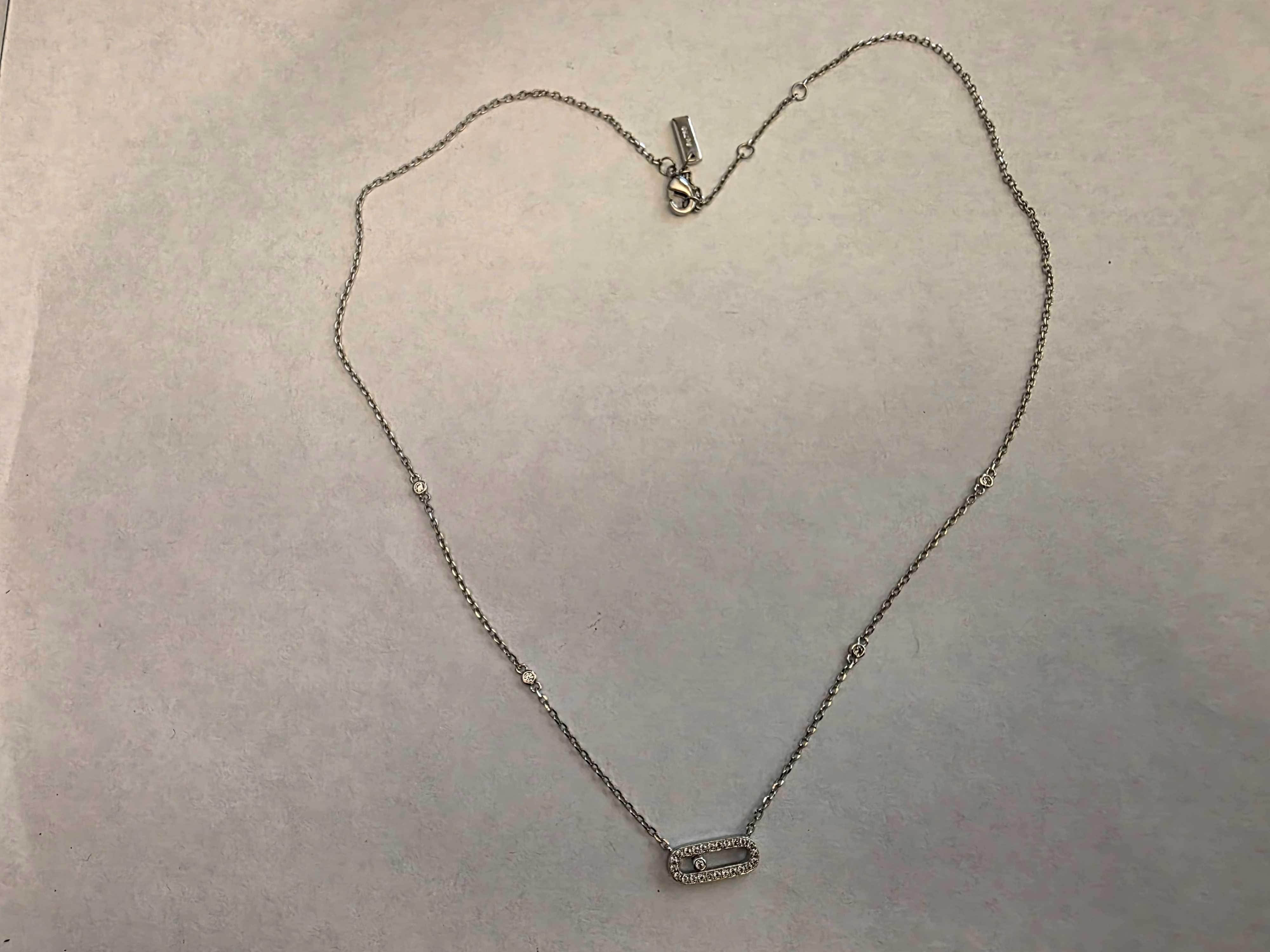 Colar com Brilhantes (Brilhante Movel) Art Deco Vintage Novo Prateado