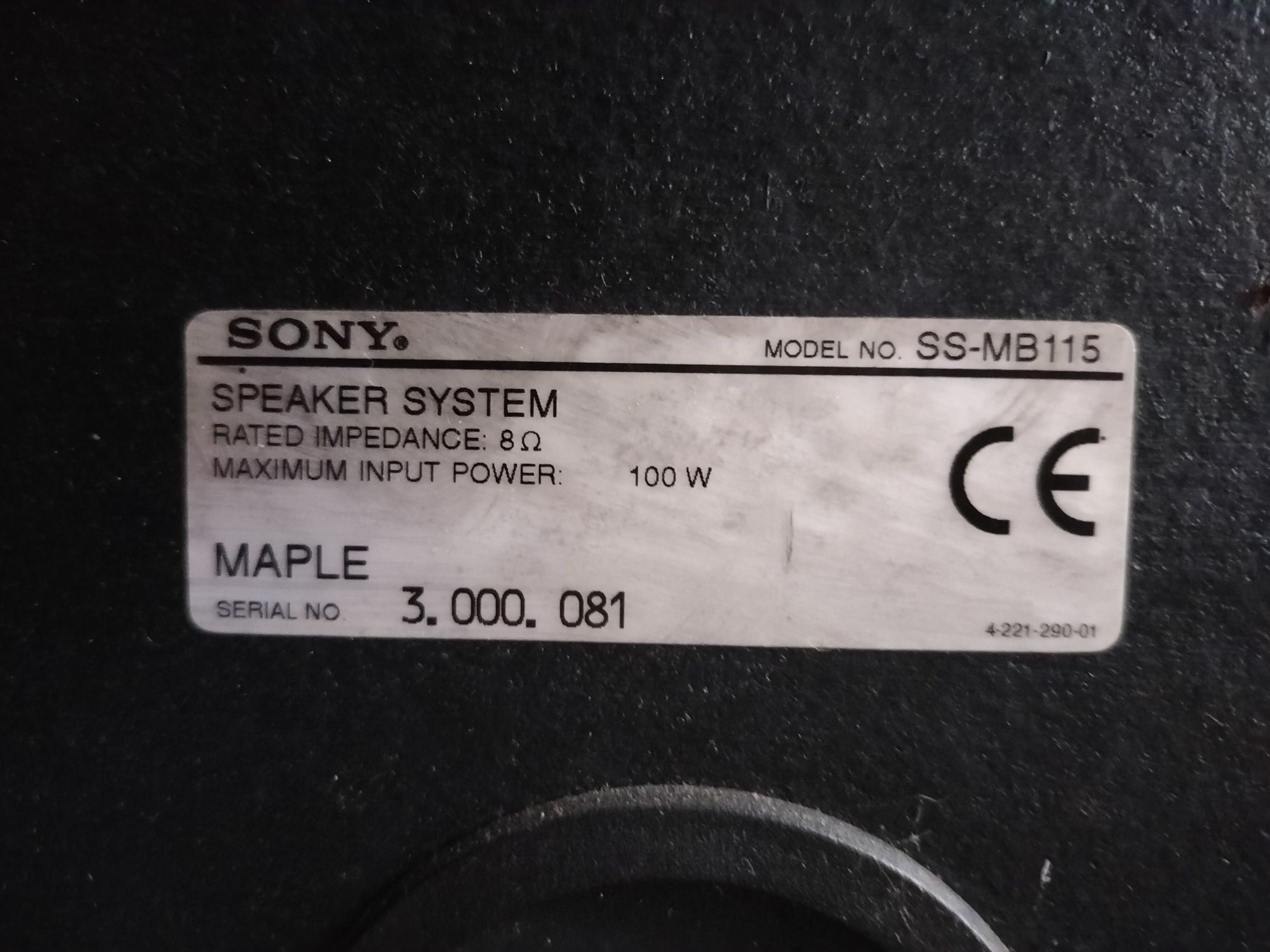 Colunas Sony SS-MB 115 Aparelhagem