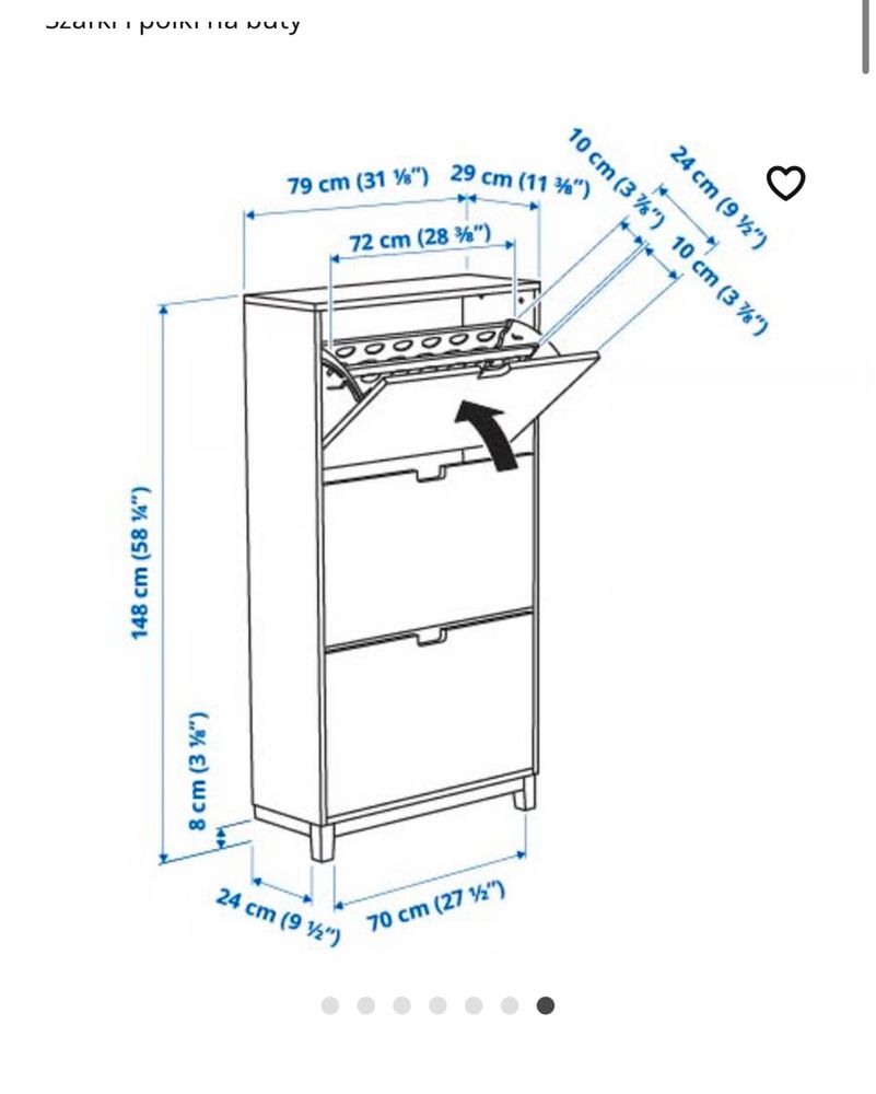 Ikea szafka na buty Szafka na buty, 3 przegrody, biały, 79x29x148
