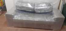 Sofá em Tecido de 2 Lugares com 2 Puff´s